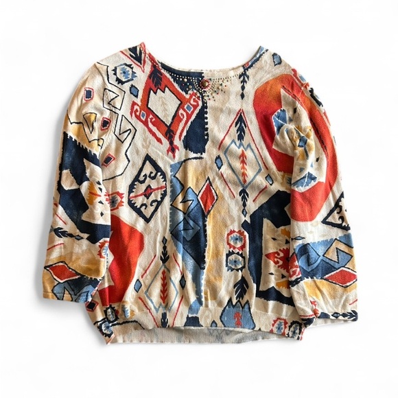 Alfred Dunner Sweaters - Alfred Dunner 100% Cotton Pattenered 3/4 Sleeve Sweater